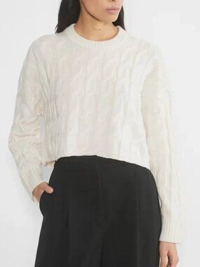 Aritzia Babaton Glory Merino Wool Sweater NWT Crew Soft Heather Birch Size Small
